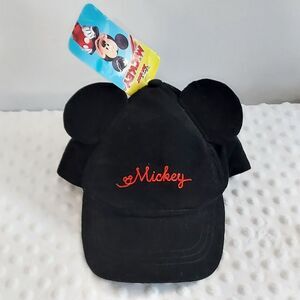 Disney Mickey Mouse Ears Hat Black Adjustable Baseball Cap One Size New Junior